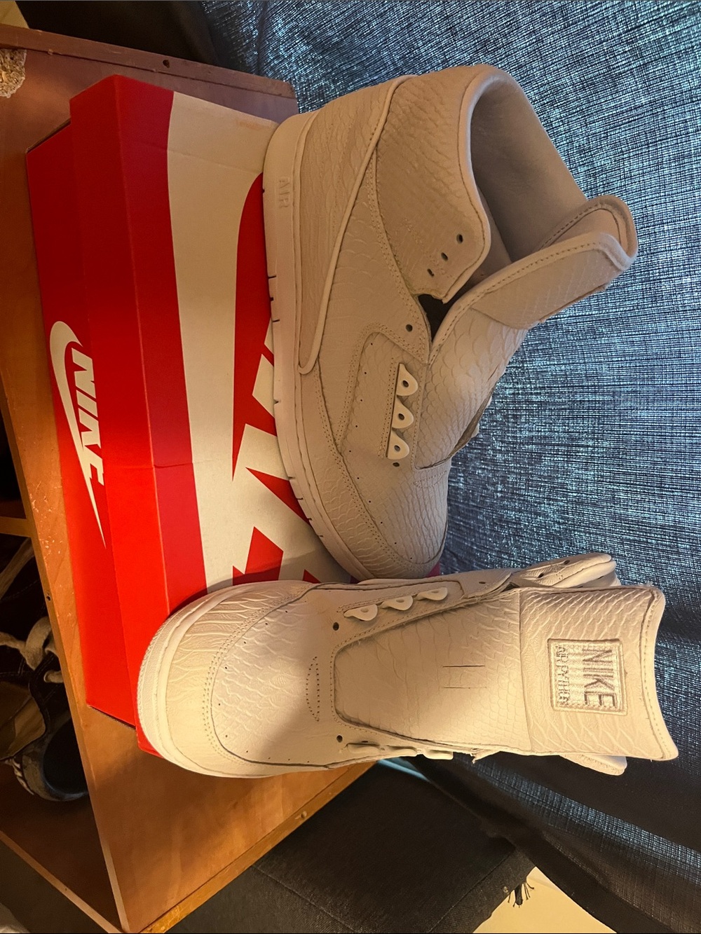 Nike White Textured High-Top Sneakers